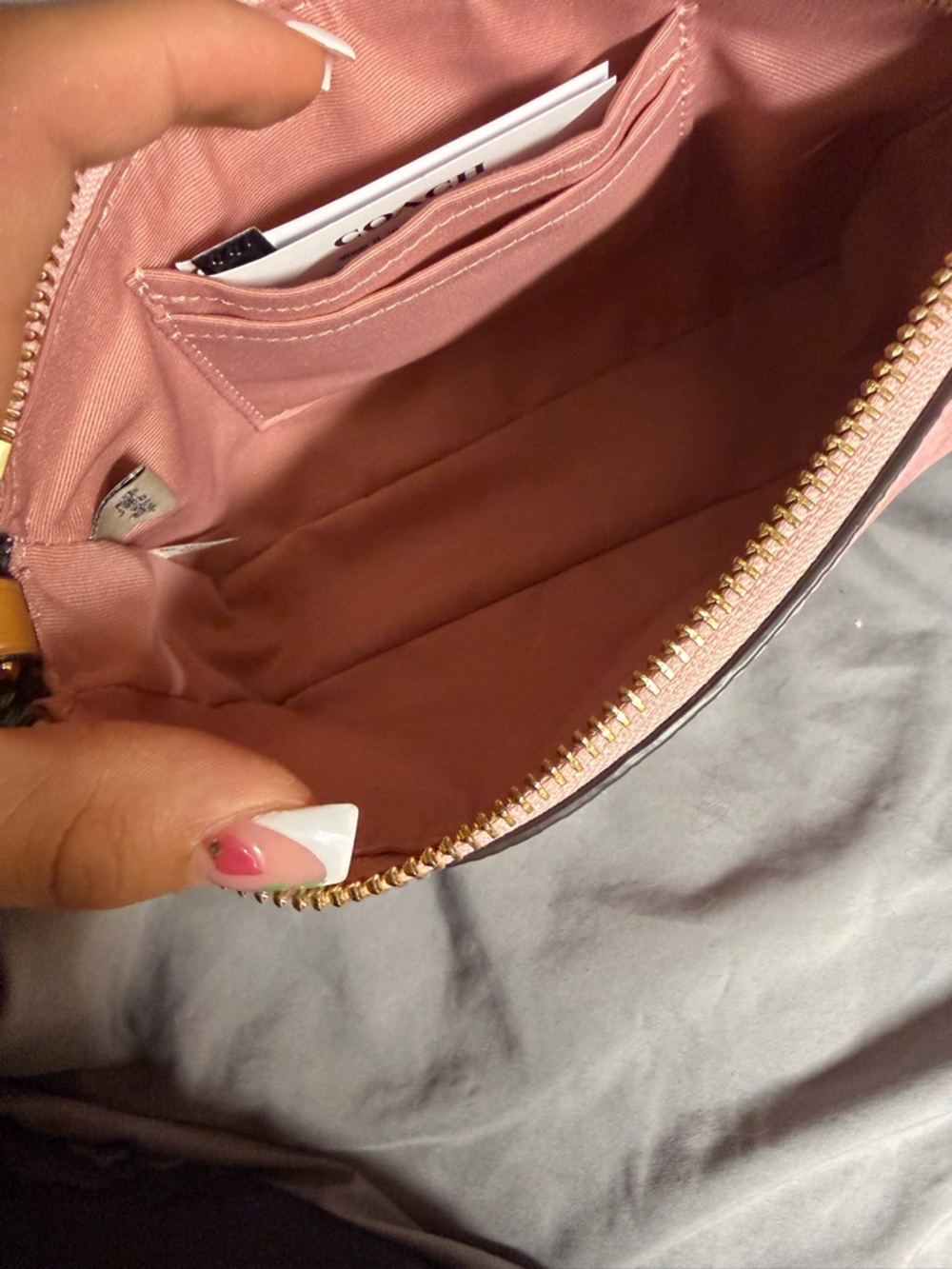Coach Pink Signature Mini Shoulder Bag with Tan Trim - Picture 4 of 4